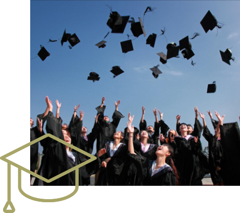 students throwing caps